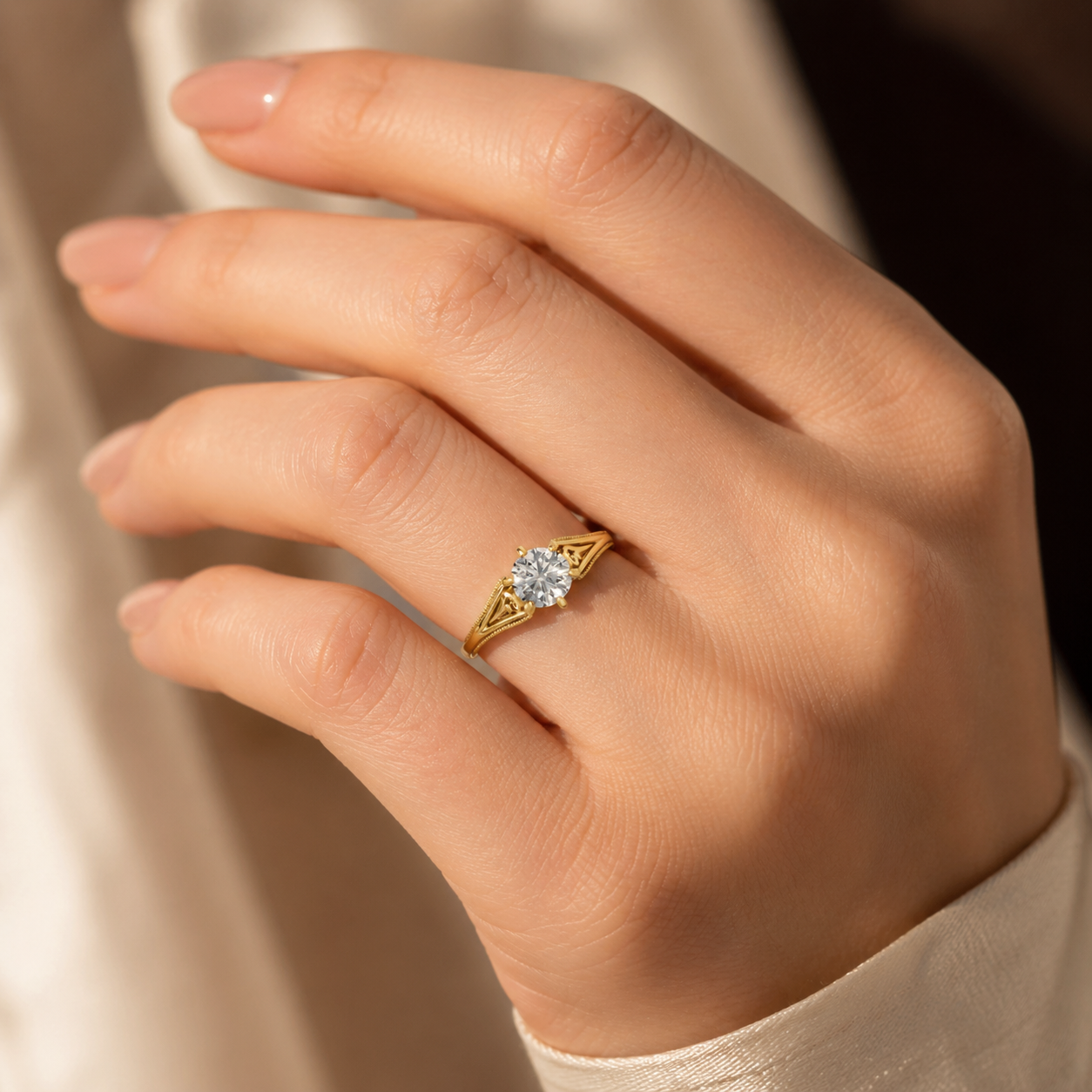 18K Gold CVD Diamond Engagement Ring – VVS Clarity