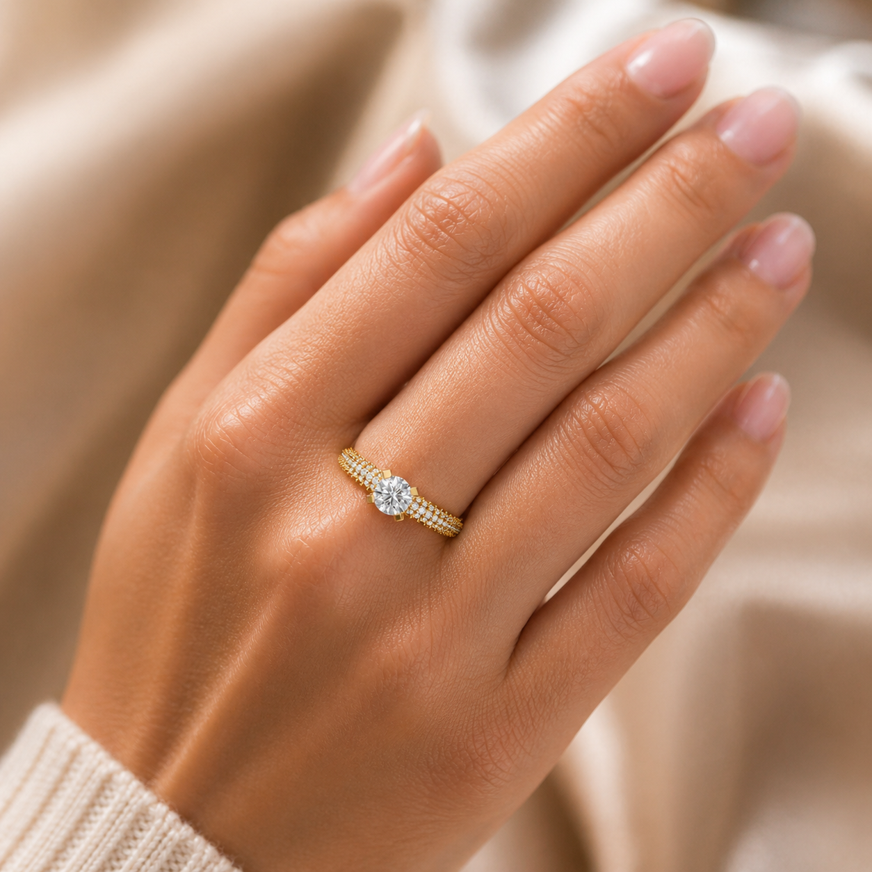 18K Gold Enamel Diamond Ring | CVD VVS Luxury Ring