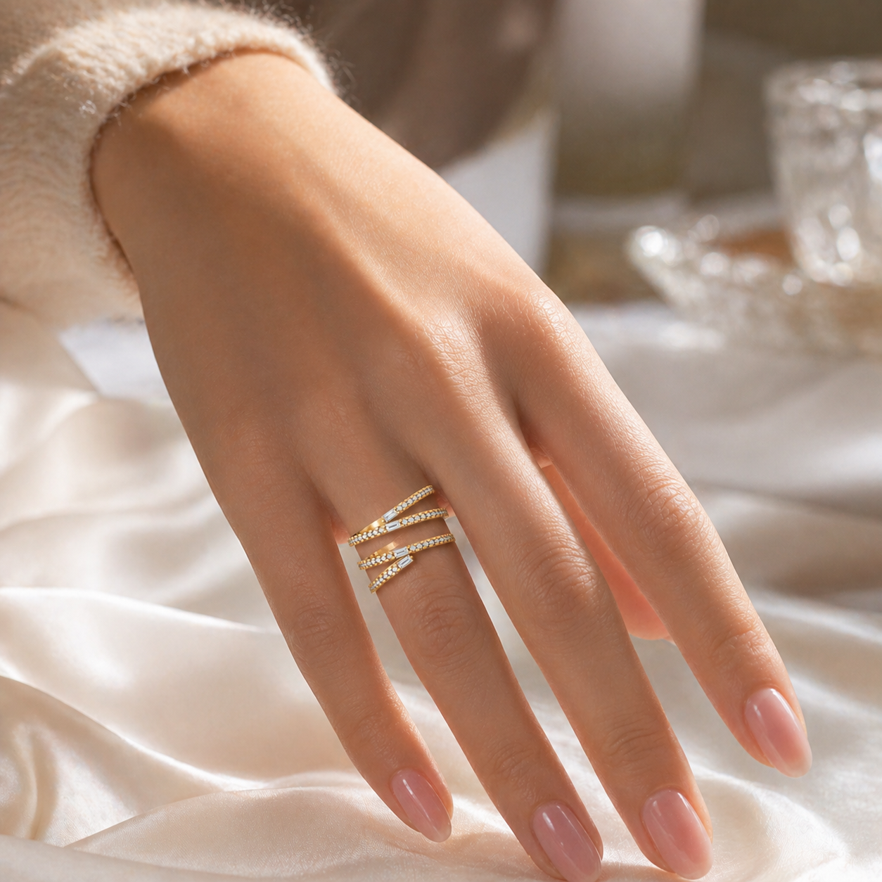 18K Gold Multi Band Diamond Ring – VVS CVD Luxury Design