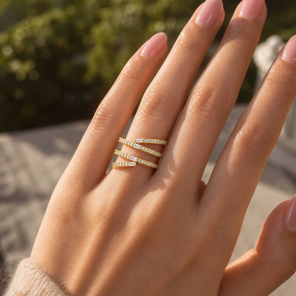 18K Gold Multi Band Diamond Ring – VVS CVD Luxury Design