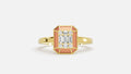 18k Gold Hexaon Enamel Baguette Lab Grown Diamond Ring Front View