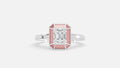 925 Silver Hexagon Enamel Baguette Lab Grown Diamond Ring Front View