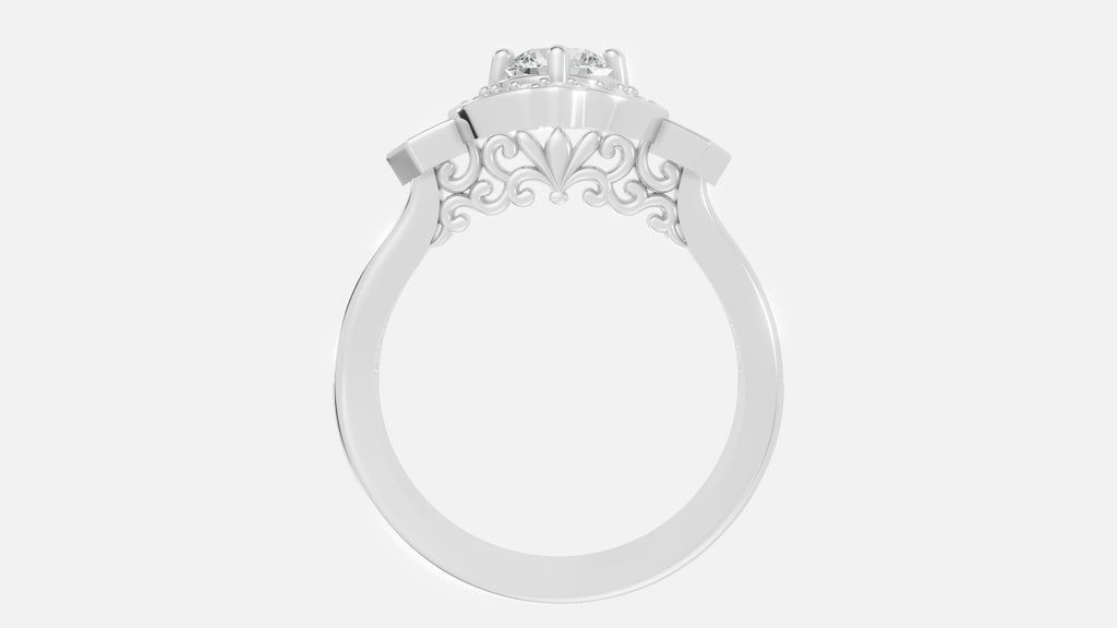 Top view of round cut cvd diamond ring
