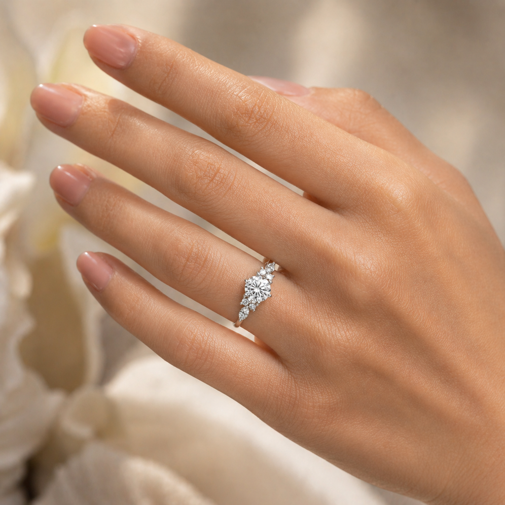 925 Silver 7-Stone CVD Diamond Ring – VVS Clarity Band