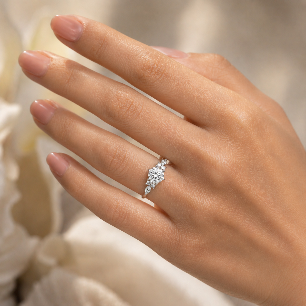 925 Silver 7-Stone CVD Diamond Ring – VVS Clarity Band