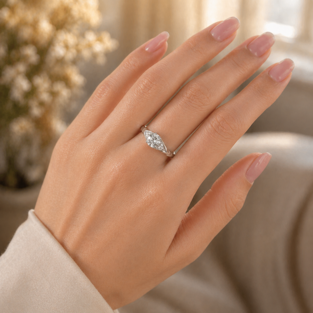 925 Silver CVD Diamond Engagement Ring – VVS Clarity