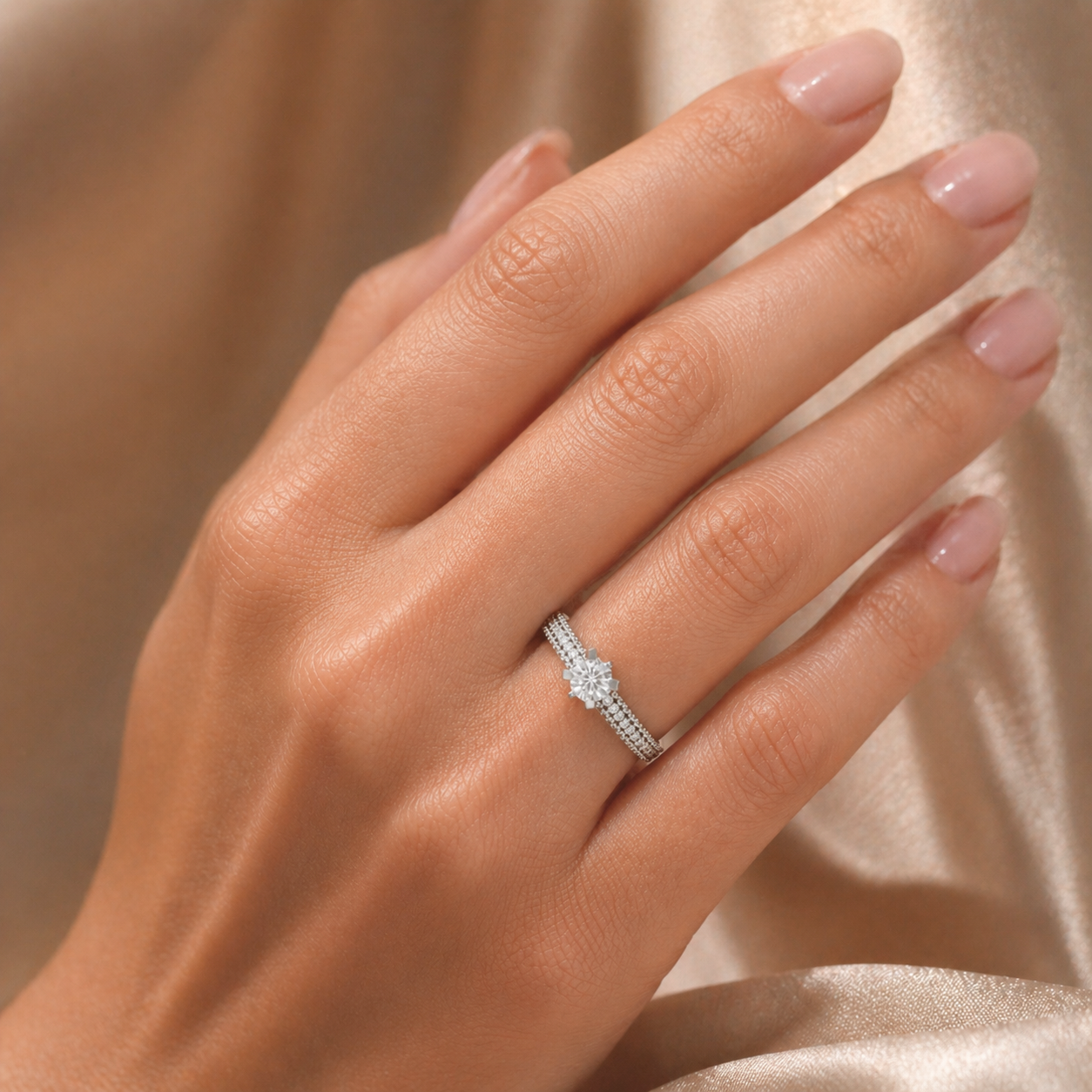 925 Silver Enamel Diamond Ring | CVD VVS Minimal Ring