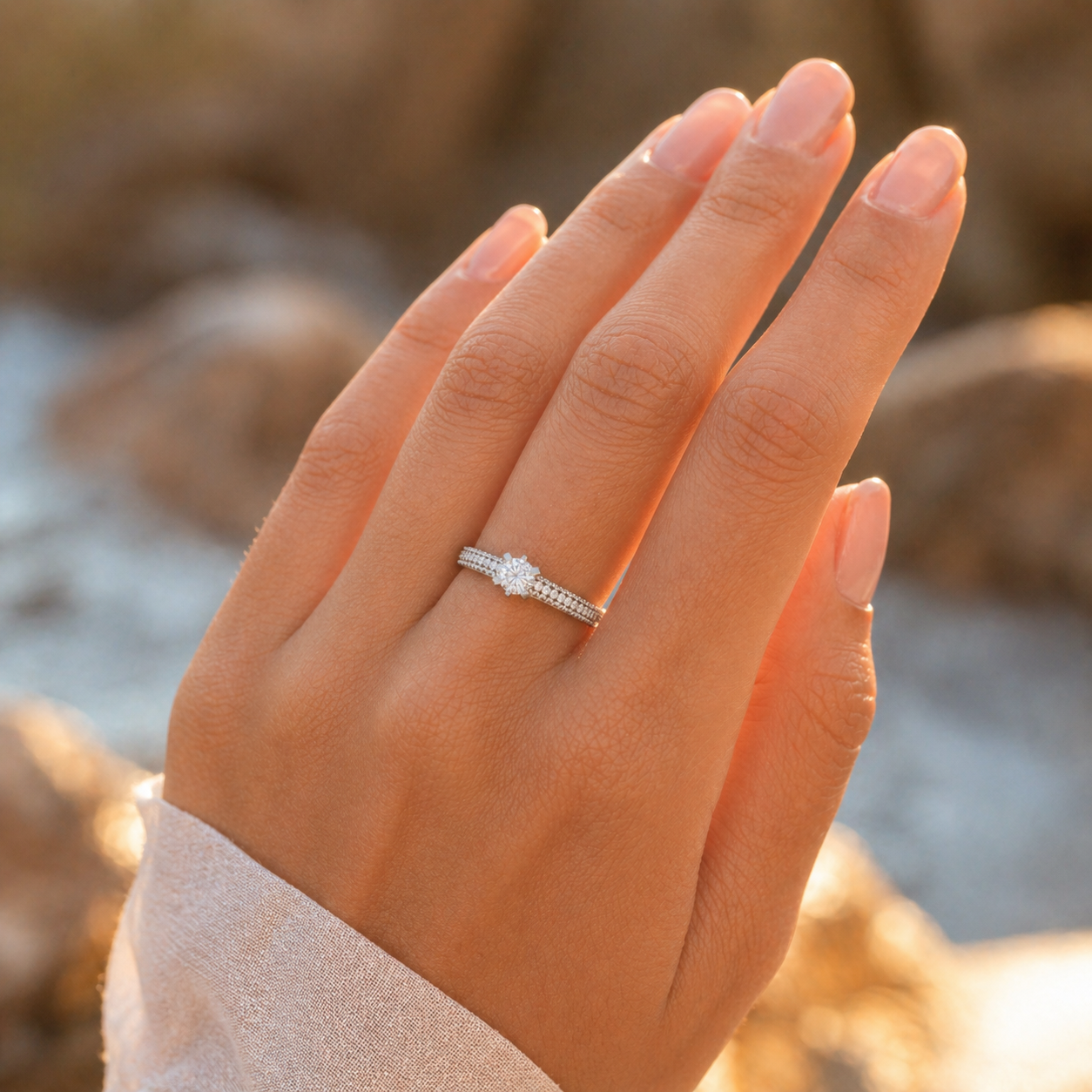 925 Silver Enamel Diamond Ring | CVD VVS Minimal Ring