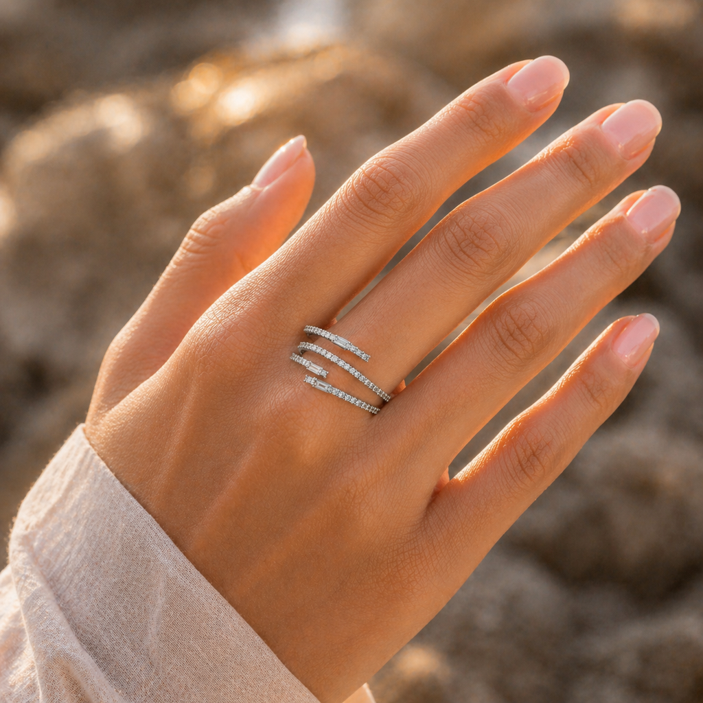 925 Silver Multi Band Diamond Ring – VVS CVD Elegant Style