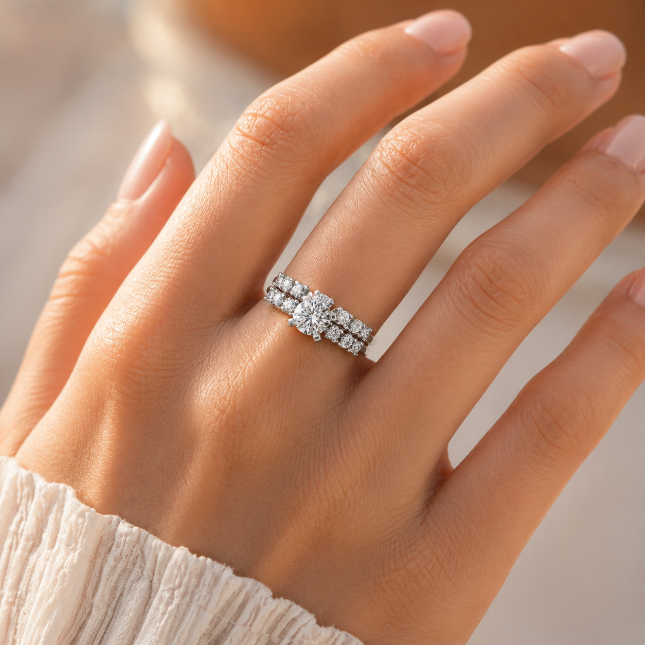 925 Silver VVS Diamond Engagement Ring (EFG, CVD Certified)