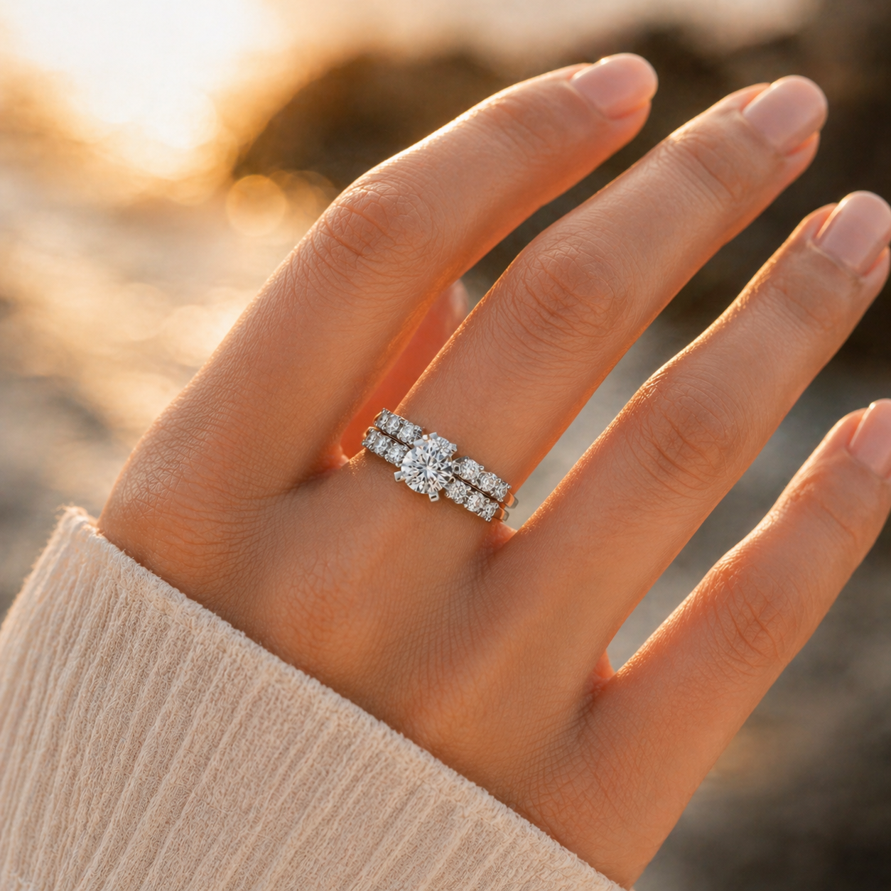 925 Silver VVS Diamond Engagement Ring (EFG, CVD Certified)