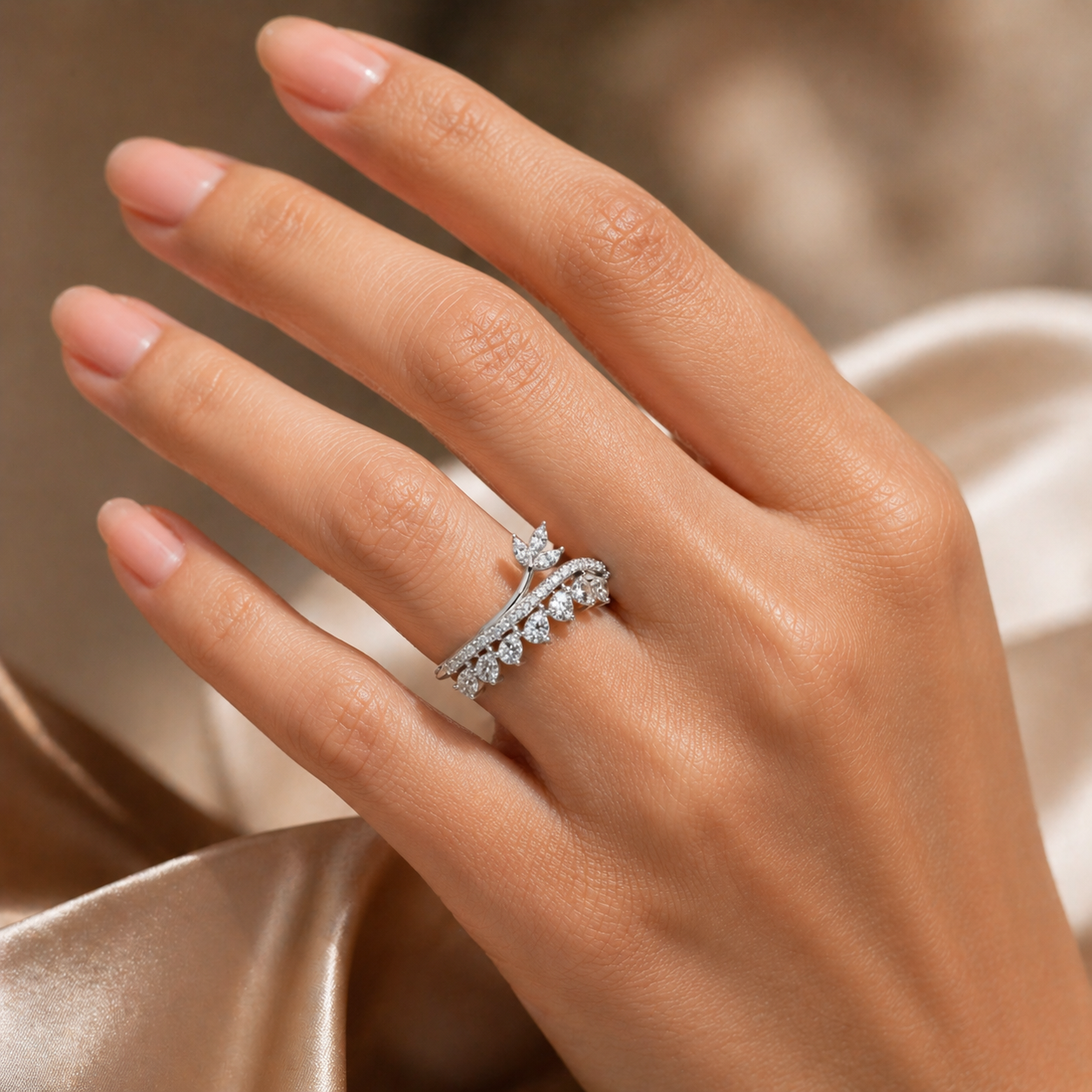 925 Silver CVD Diamond Ring VVS | Minimal Luxury Design (0.3CT)