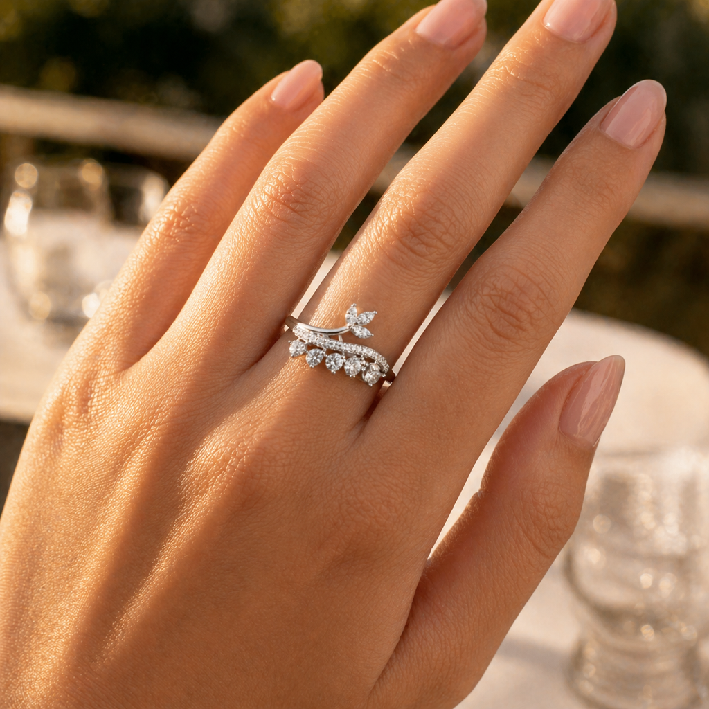 925 Silver CVD Diamond Ring VVS | Minimal Luxury Design (0.3CT)