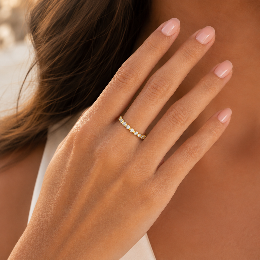 Round CVD Diamond Yellow Gold Wedding Band (0.78CT)
