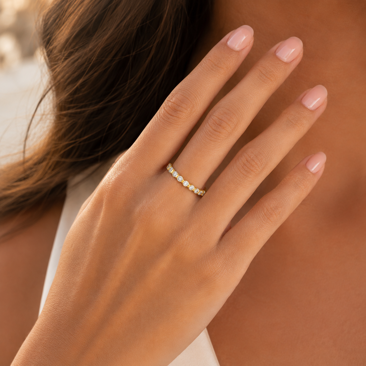 Round CVD Diamond Yellow Gold Wedding Band (0.78CT)