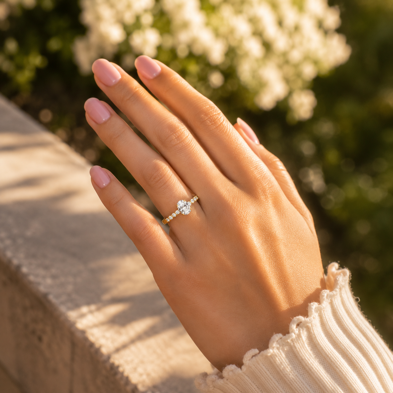 18K Gold Oval CVD Diamond Engagement Ring VVS (3.45g)