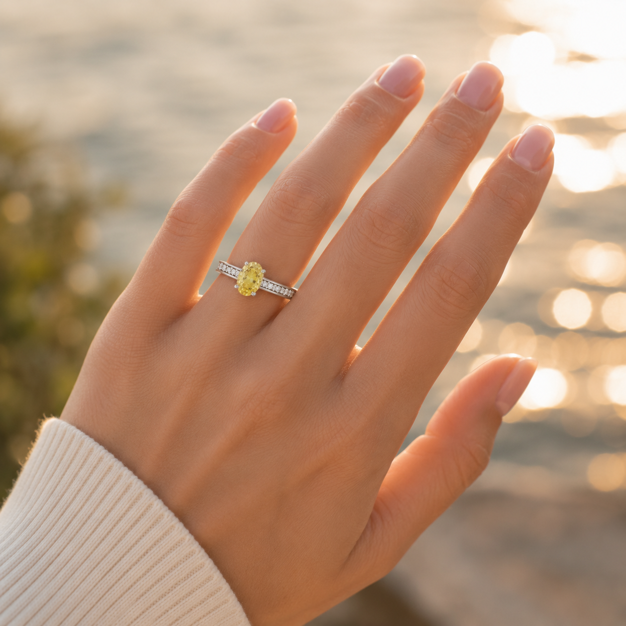Silver Hidden Halo Oval Diamond Ring – VVS CVD Elegant Ring