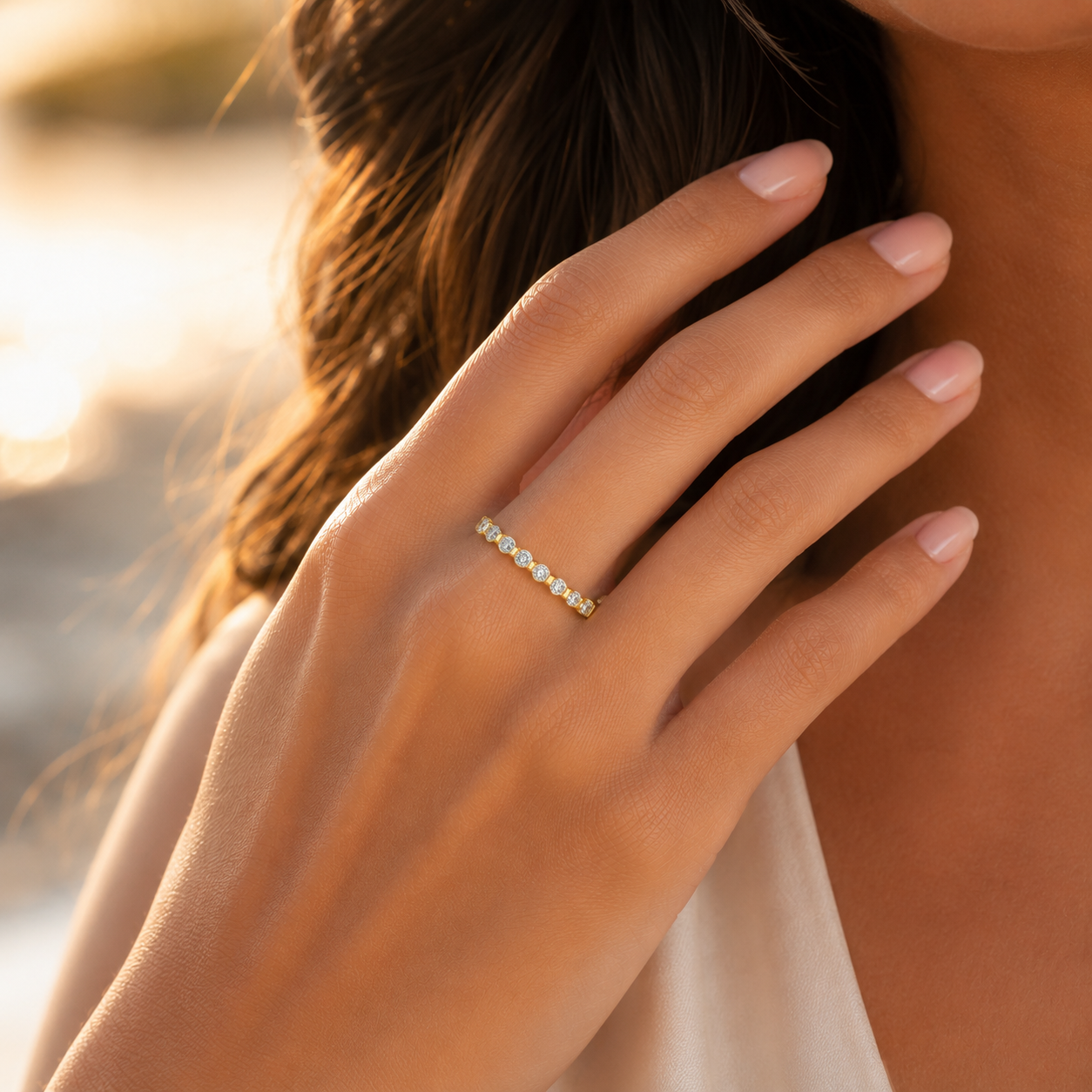Round CVD Diamond Yellow Gold Wedding Band (0.78CT)