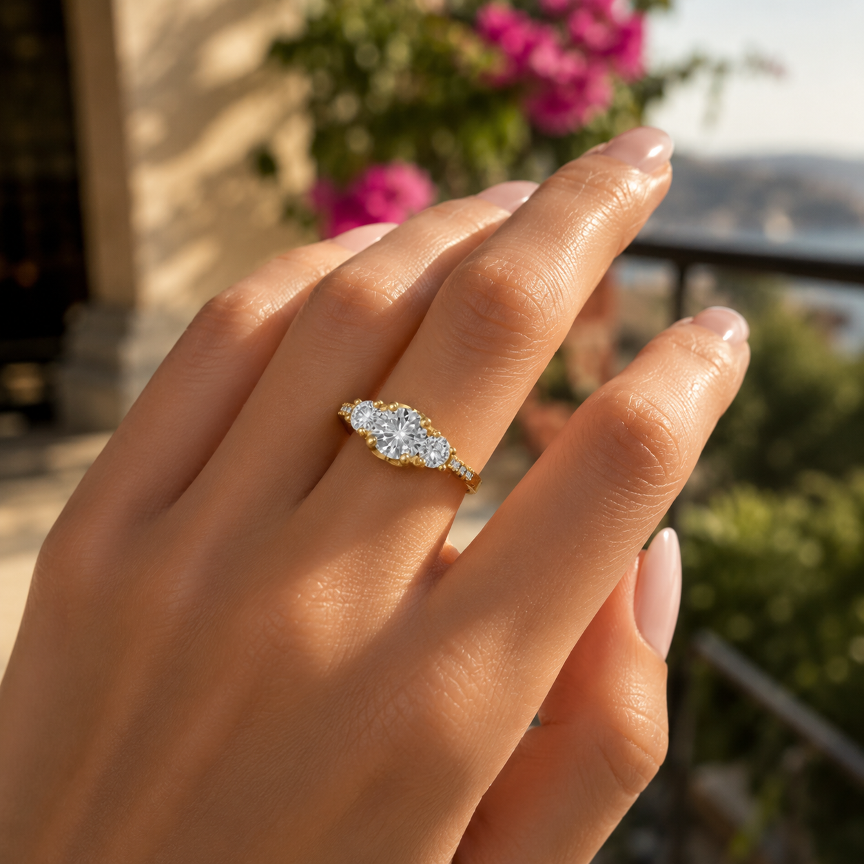 18K Gold Diamond Engagement Ring VVS CVD Round Cut