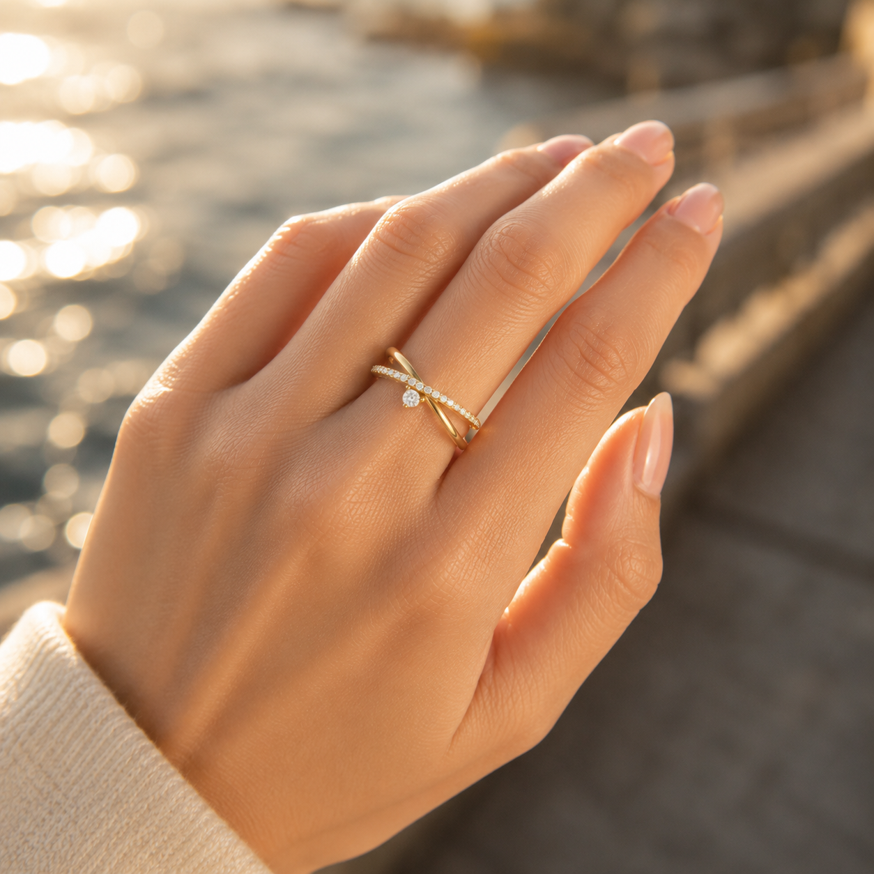 18K Gold CVD Diamond Ring VVS EF Elegant Fine Jewelry