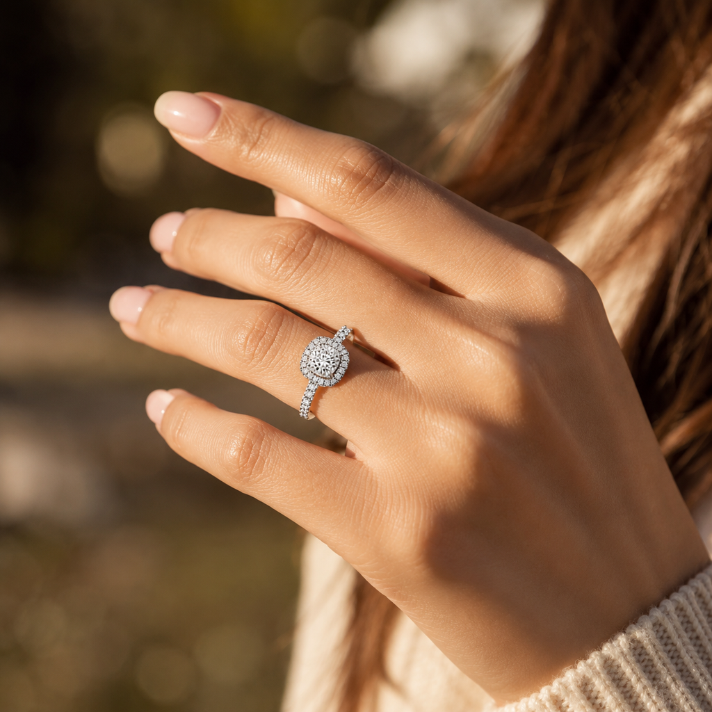 Silver Cushion Cut Diamond Eternity Ring – VVS CVD Band