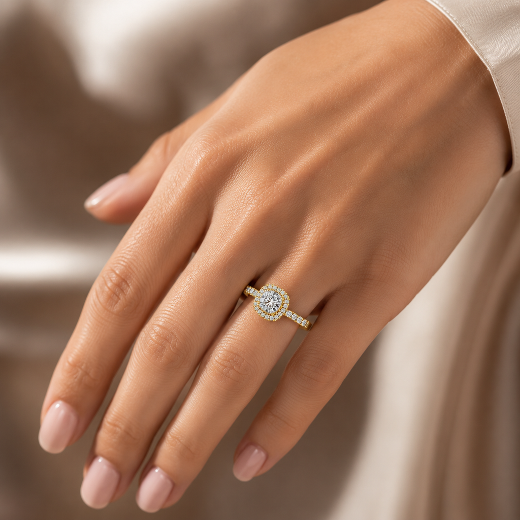18K Gold Cushion Cut Diamond Eternity Ring – VVS CVD Band