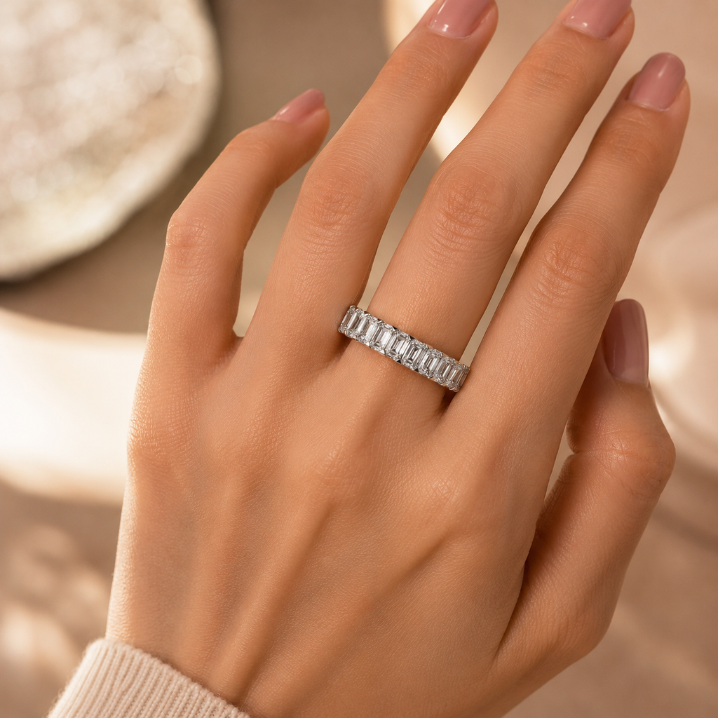 925 Silver Full Eternity Diamond Ring – VVS CVD Band