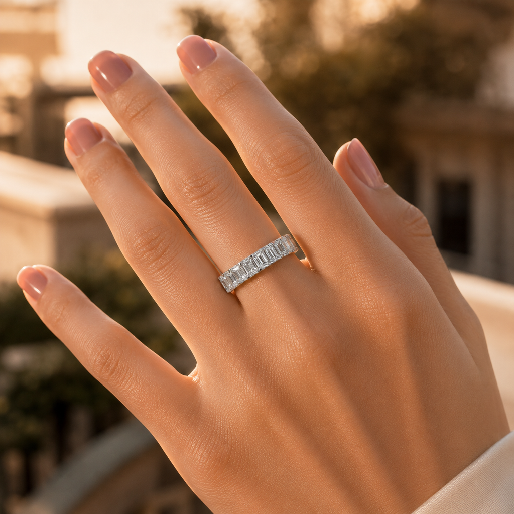 925 Silver Full Eternity Diamond Ring – VVS CVD Band