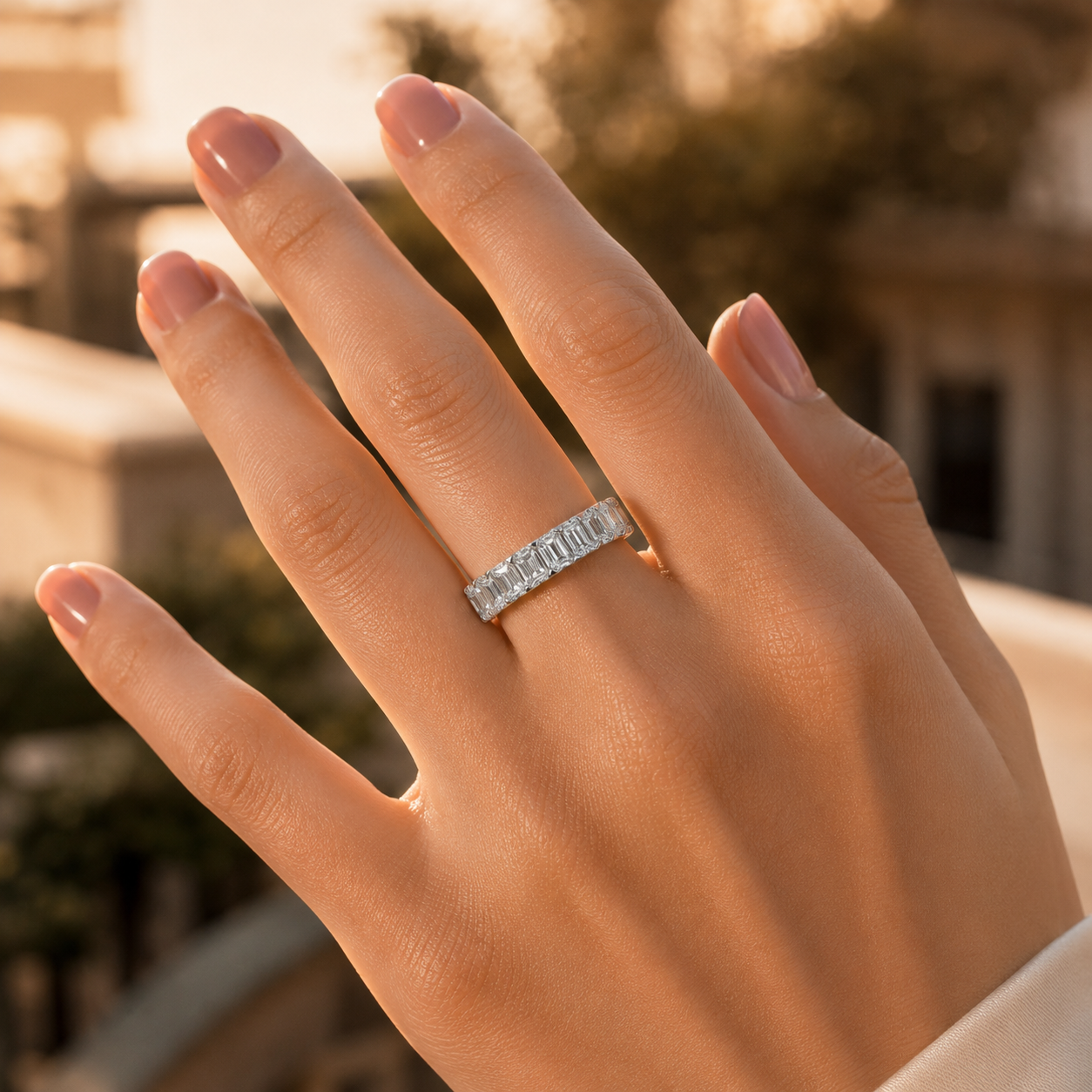 925 Silver Full Eternity Diamond Ring – VVS CVD Band