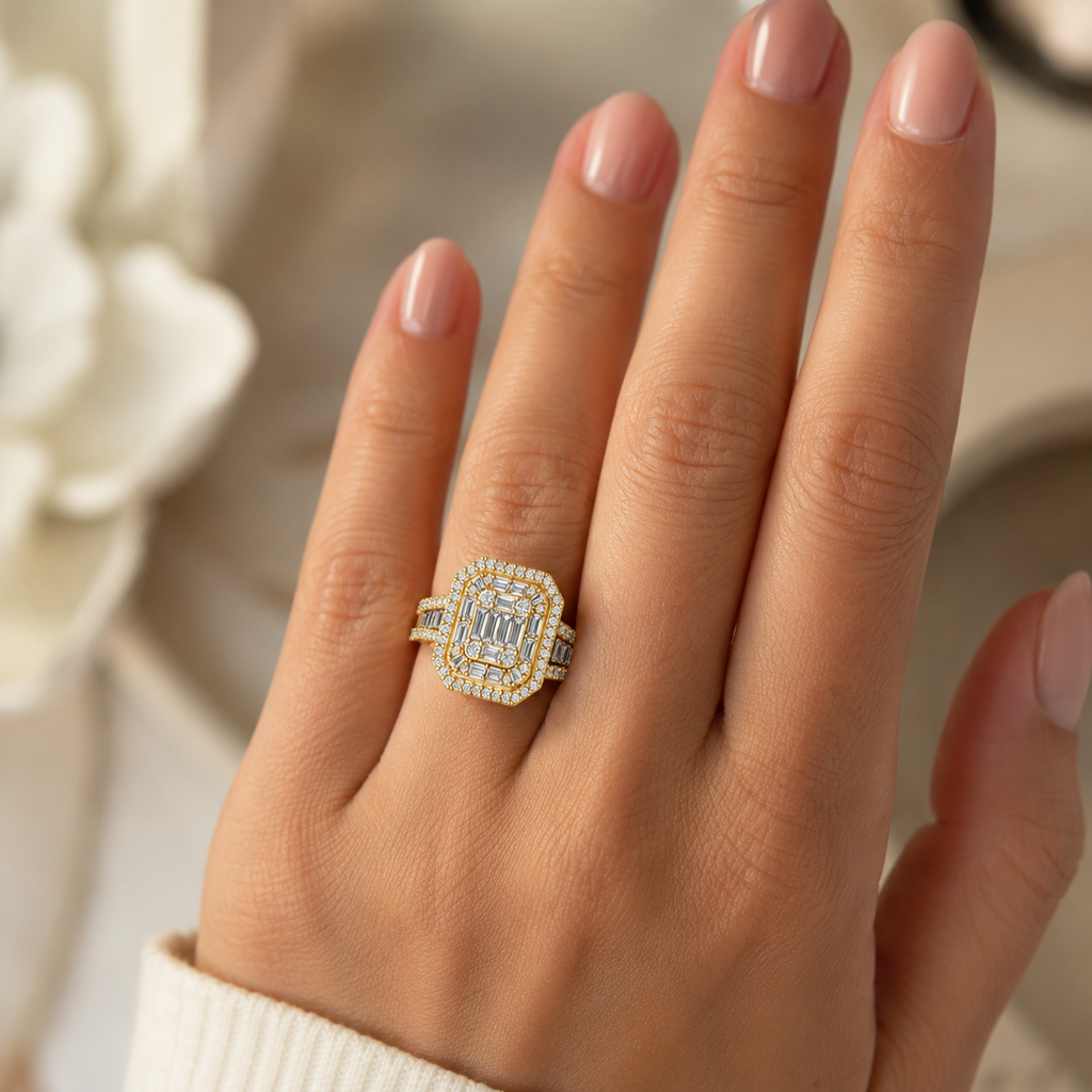 18K Gold Lab Diamond Ring VVS EF | Elegant Fine Jewelry