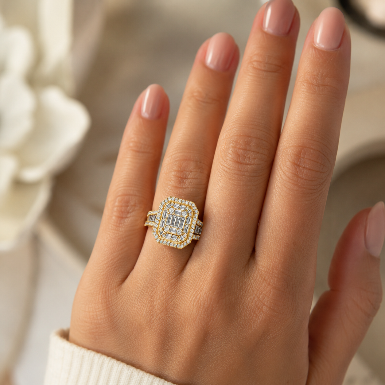 18K Gold Lab Diamond Ring VVS EF | Elegant Fine Jewelry