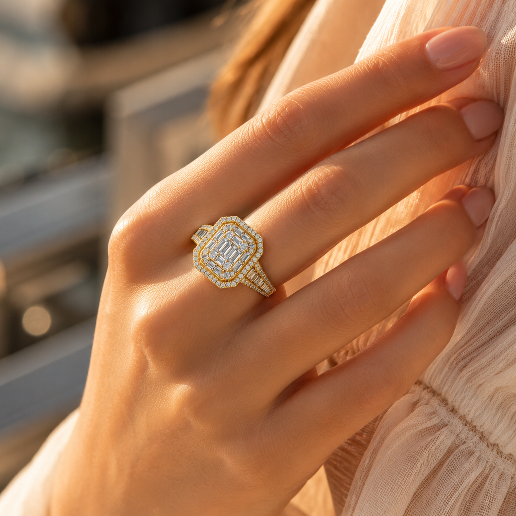 18K Gold Lab Diamond Ring VVS EF | Elegant Fine Jewelry