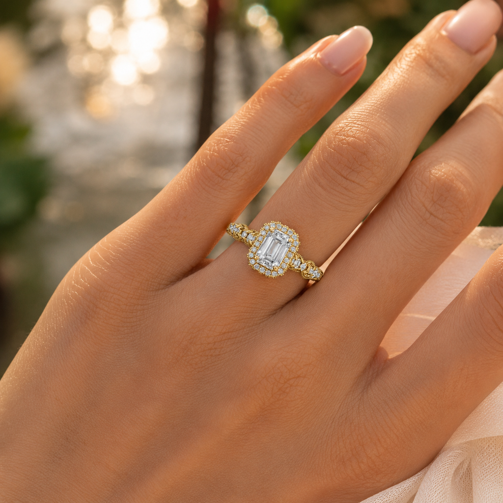 18K Gold CVD Diamond Engagement Ring (VVS G-H Certified)