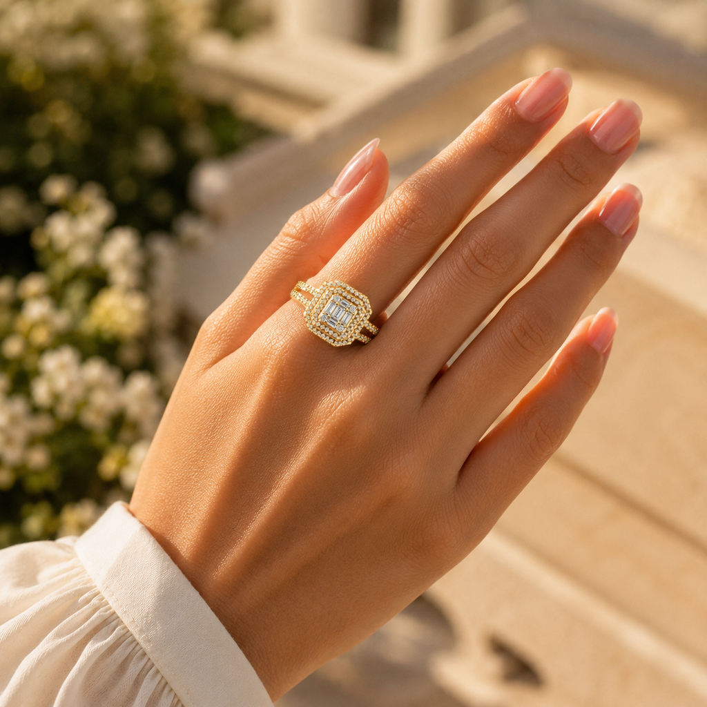 18K Gold CVD Diamond Ring VVS | Luxury Fine Ring