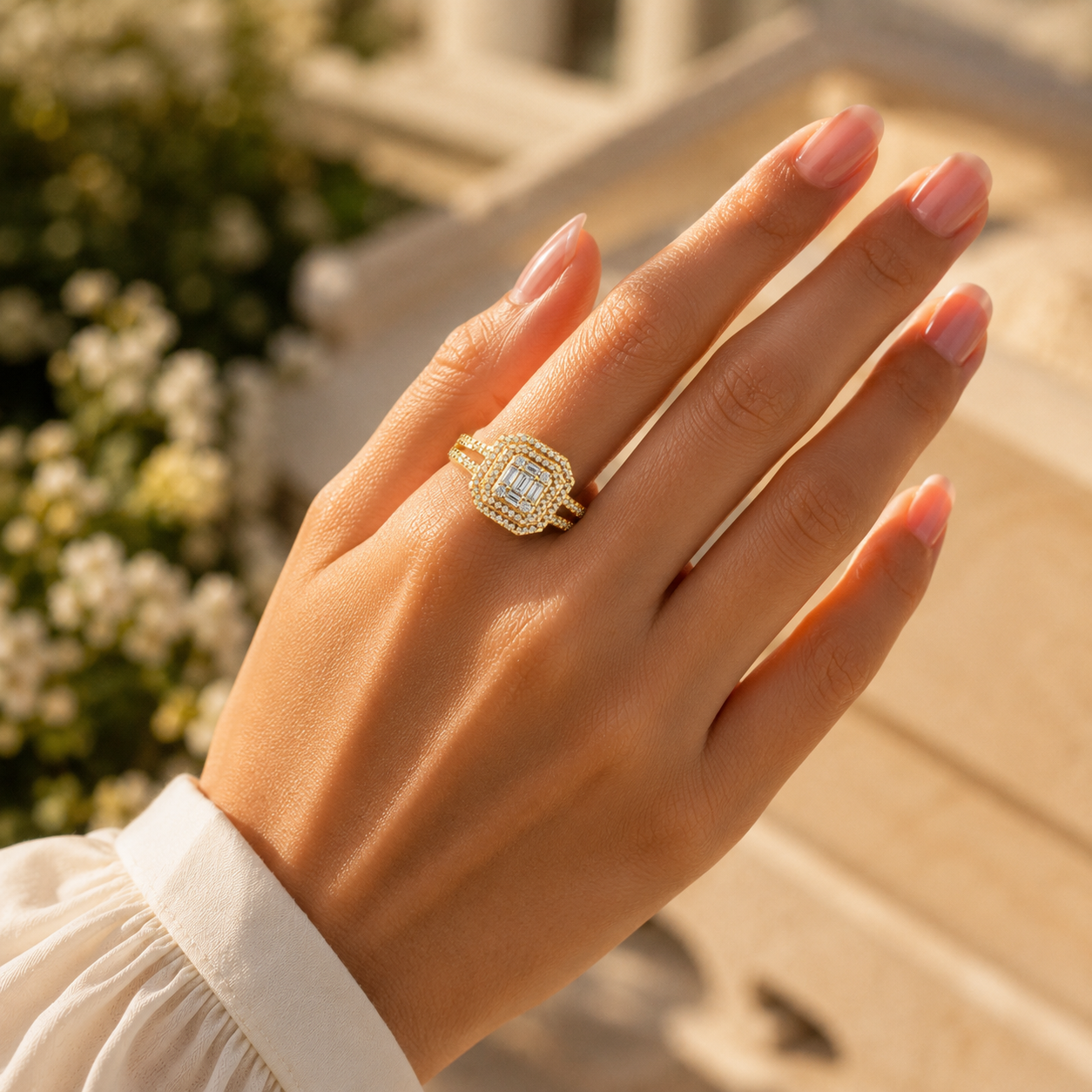 18K Gold CVD Diamond Ring VVS | Luxury Fine Ring