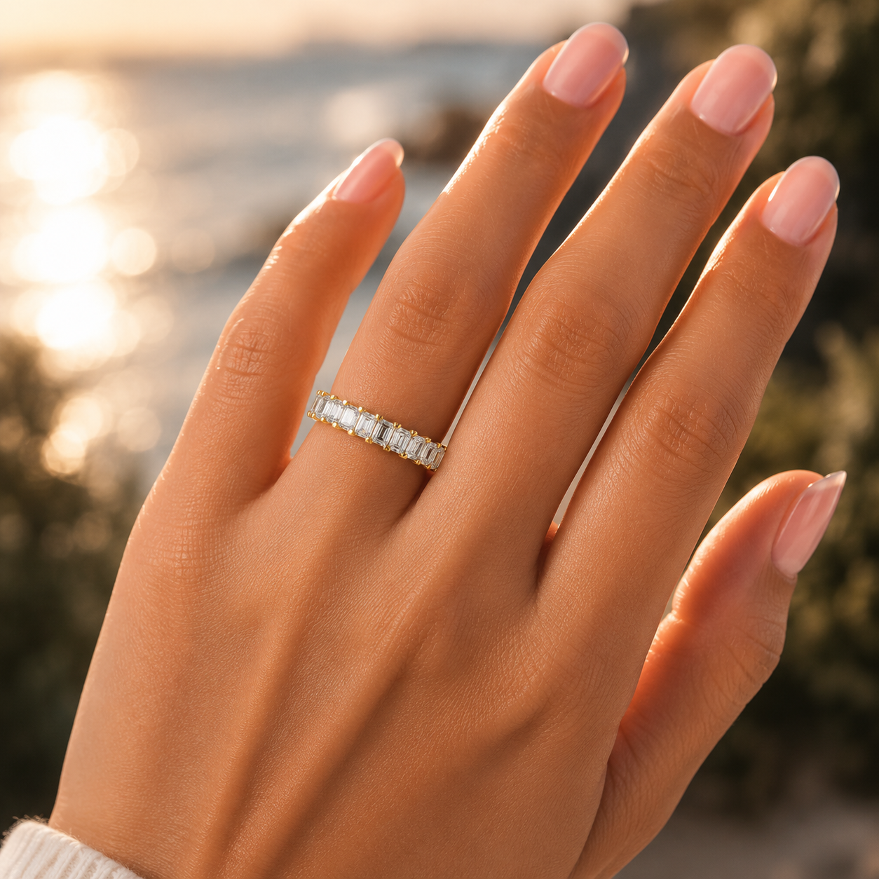 18K Gold Diamond Half Eternity Ring – VVS Lab Grown
