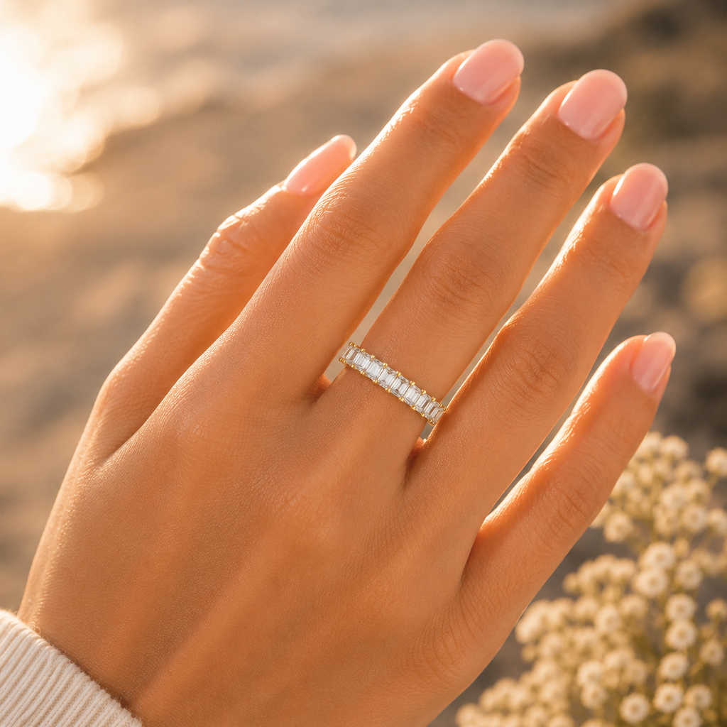 18K Gold Diamond Half Eternity Ring – VVS Lab Grown