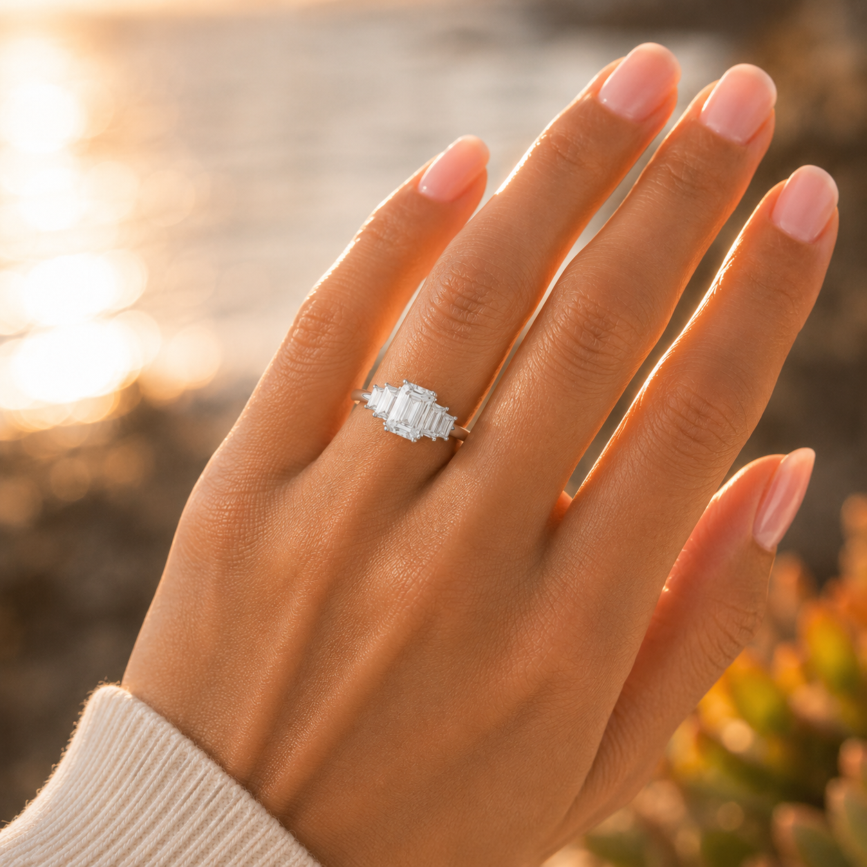 925 Silver CVD Diamond Engagement Ring VVS EF 6.5