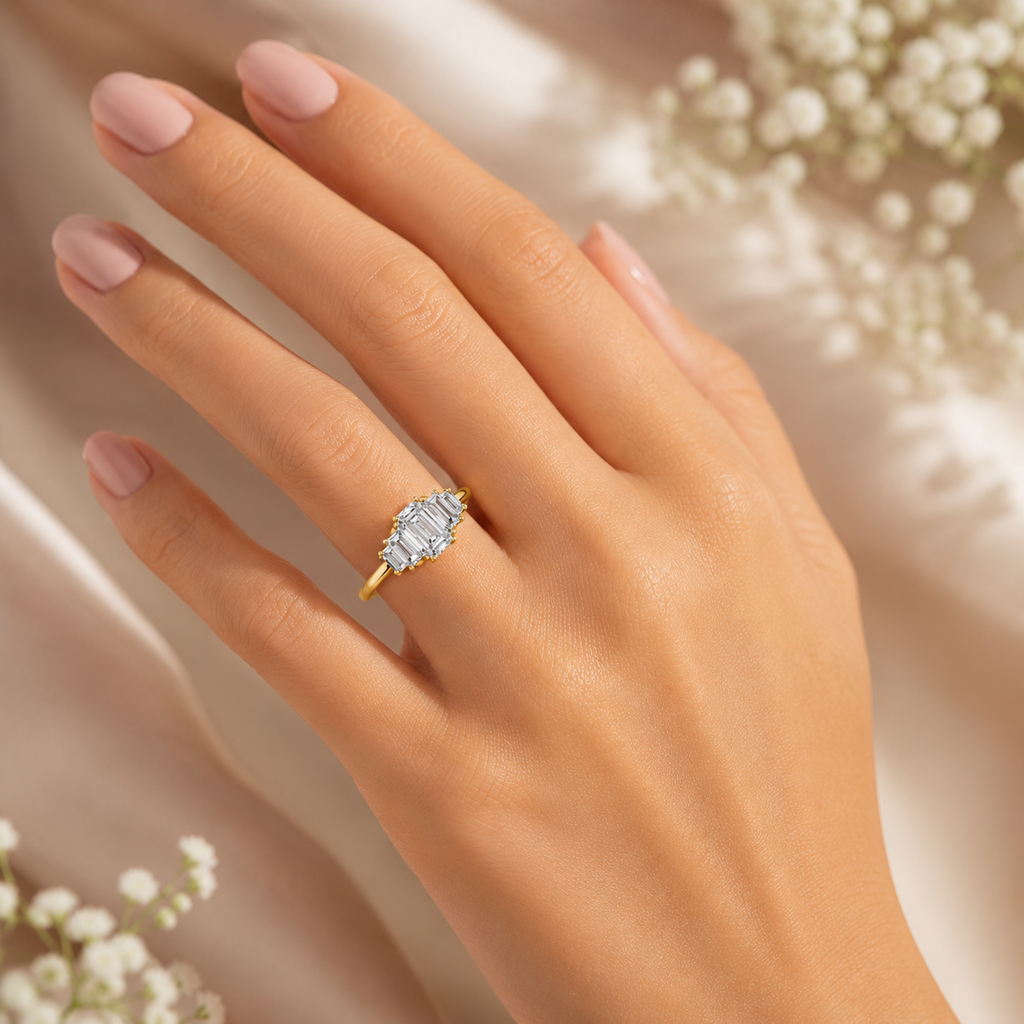18K Gold CVD Diamond Engagement Ring VVS EF 6.5 US
