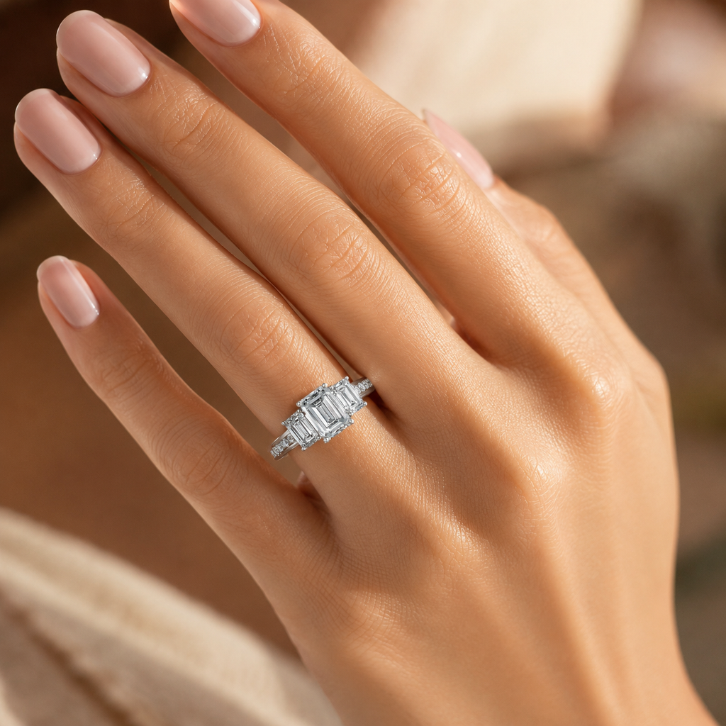 925 Silver CVD Diamond Engagement Ring VVS Elegant (1CT)