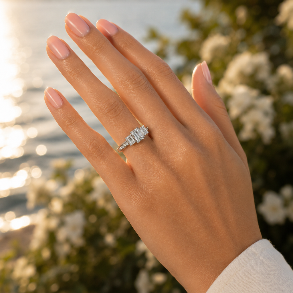 925 Silver CVD Diamond Engagement Ring VVS Elegant (1CT)