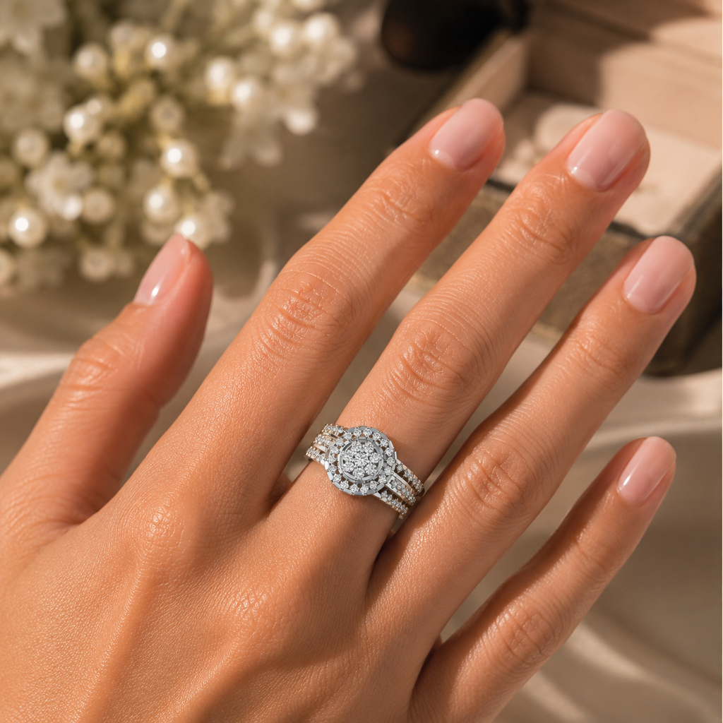 18K Gold Diamond Ring VVS CVD Elegant Fine Jewelry