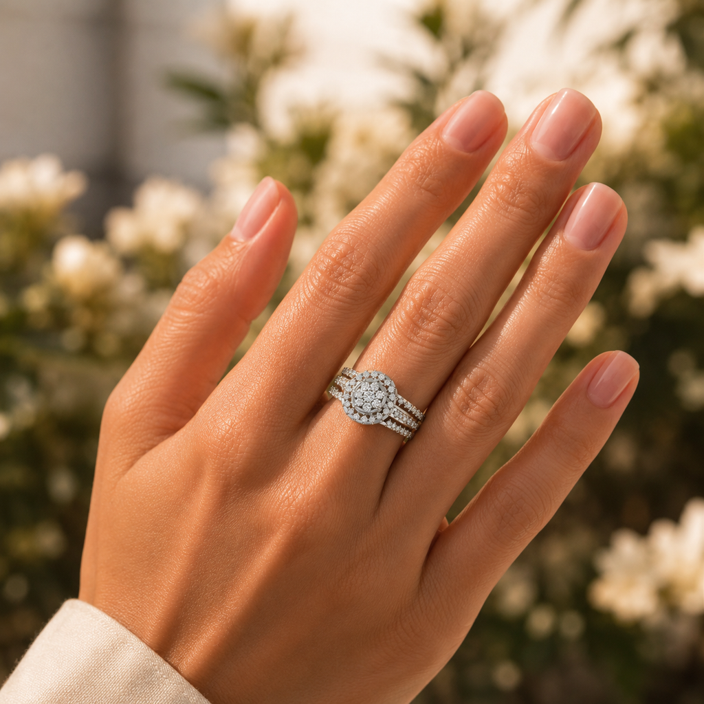 18K Gold Diamond Ring VVS CVD Elegant Fine Jewelry