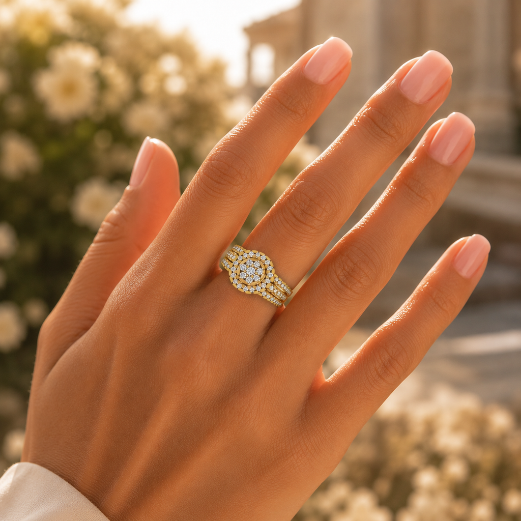 18K Gold Diamond Ring VVS CVD Elegant Fine Jewelry