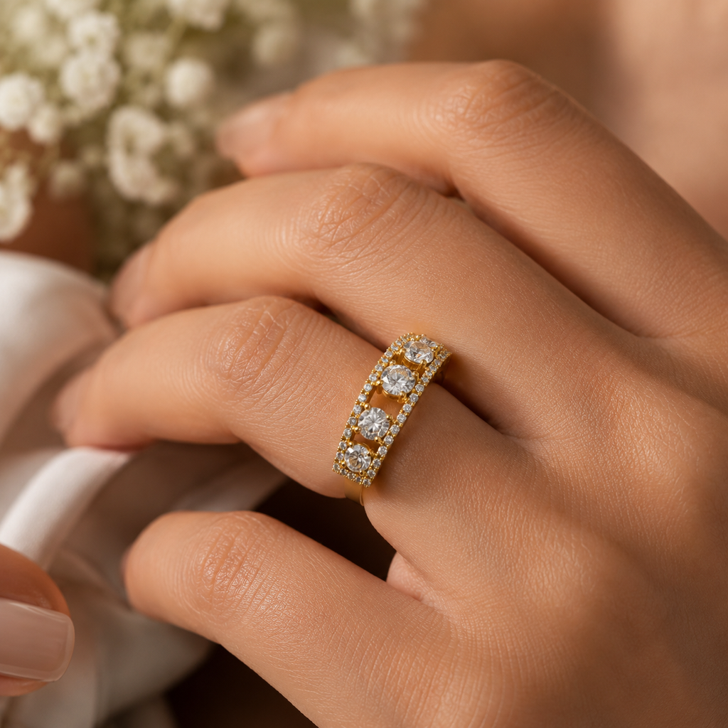 18K Gold CVD Diamond Ring for Women – VVS EF Brilliant Cut