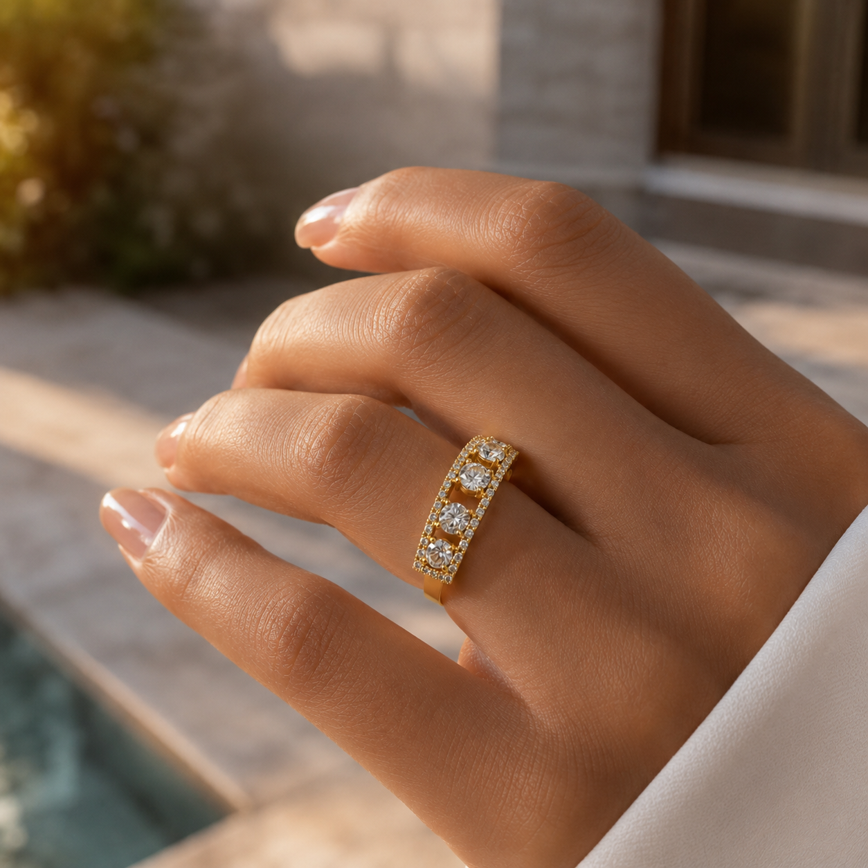 18K Gold CVD Diamond Ring for Women – VVS EF Brilliant Cut