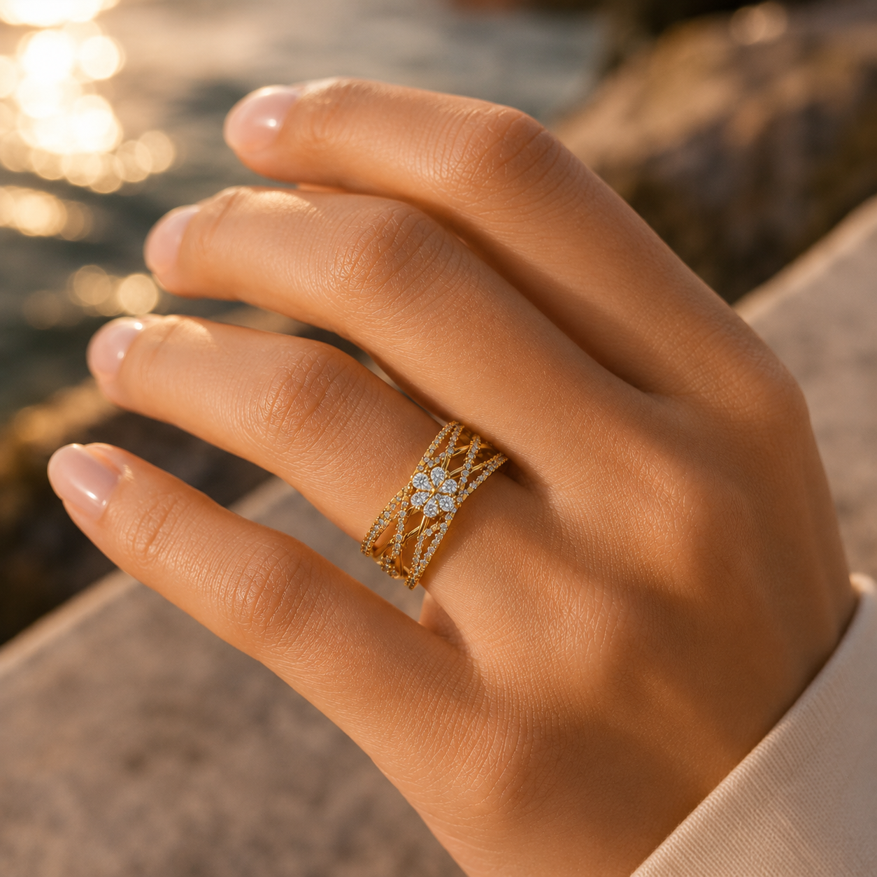18K Gold Multi Band Solitaire Diamond Ring – Luxury VVS