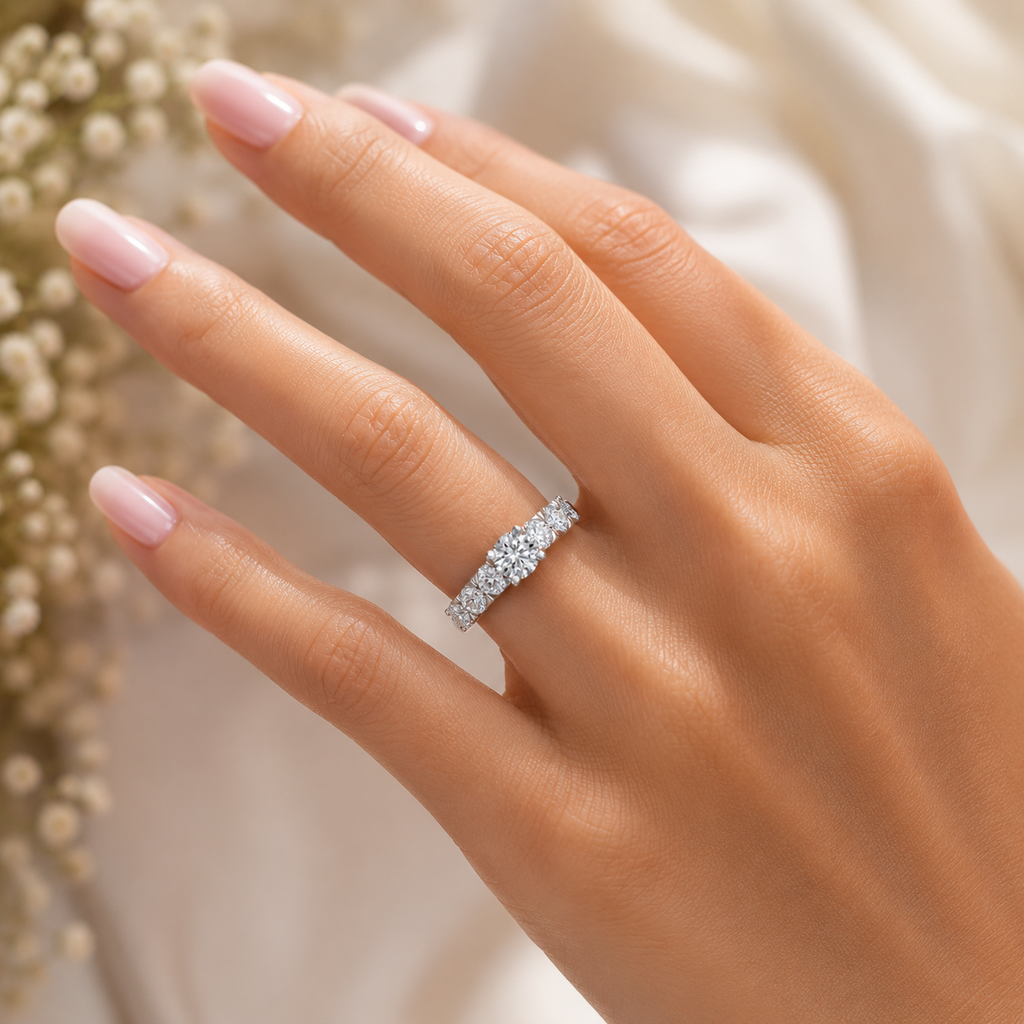 925 Silver CVD Diamond Engagement Ring VVS EF Classic Design