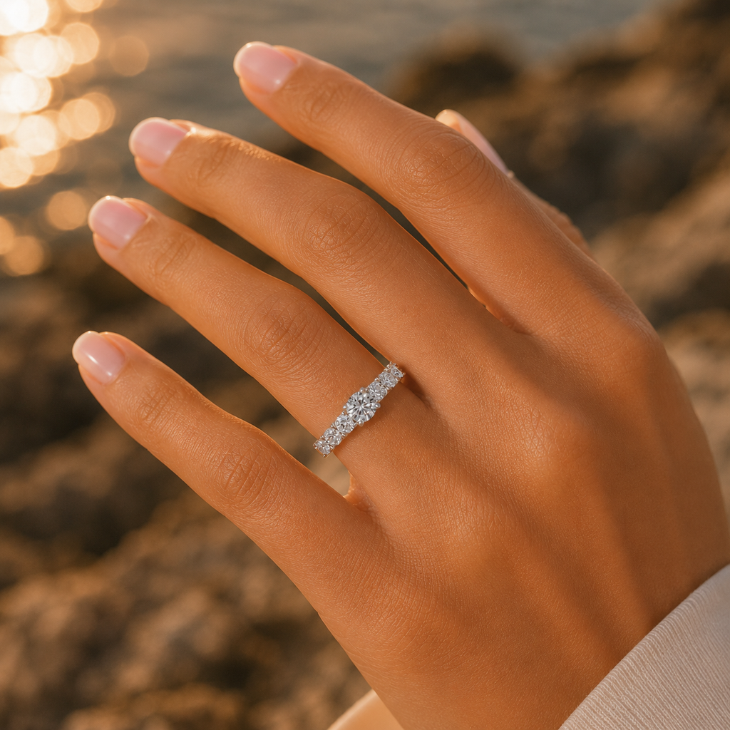 925 Silver CVD Diamond Engagement Ring VVS EF Classic Design