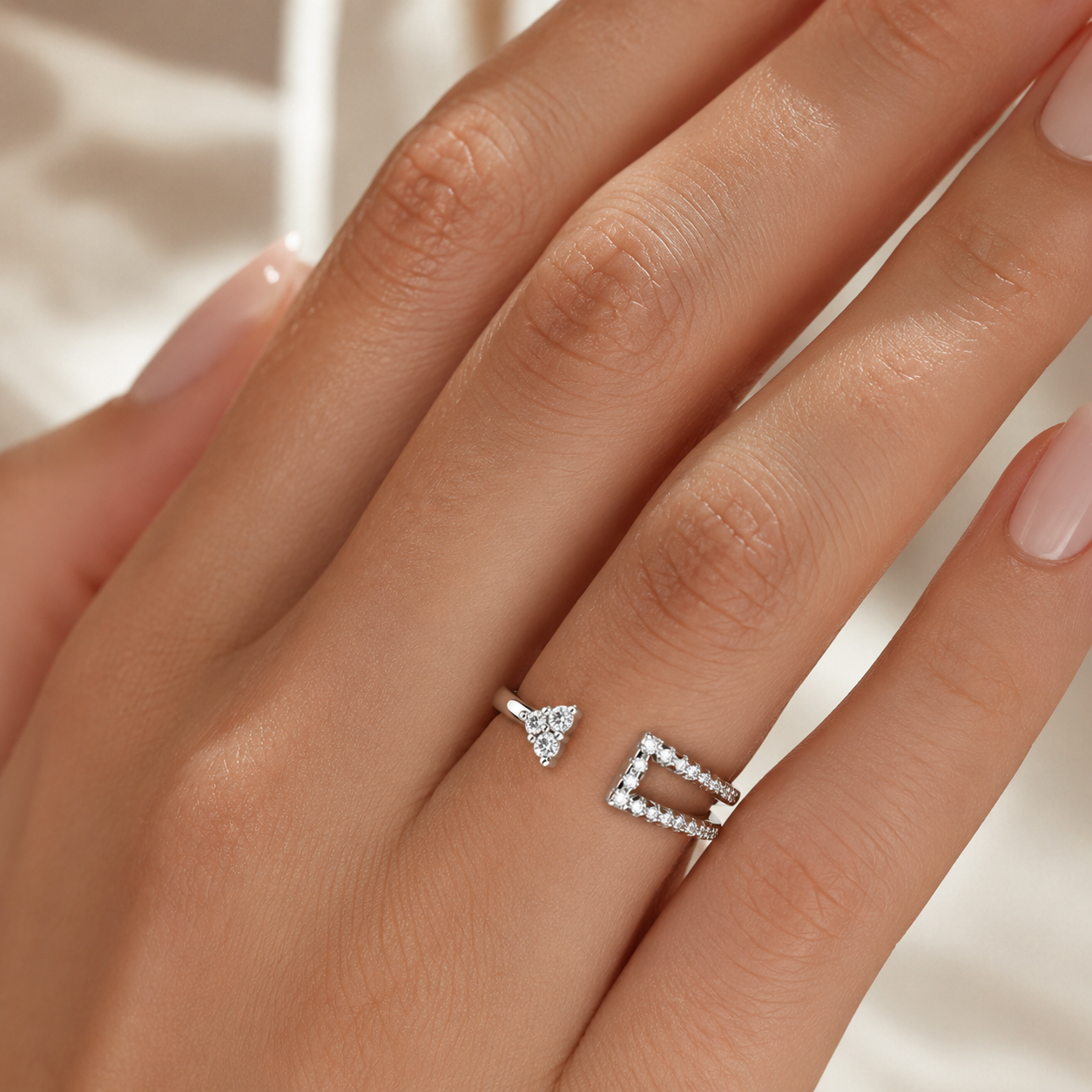 925 Silver CVD Diamond Ring VVS EF – Minimal Elegant Ring